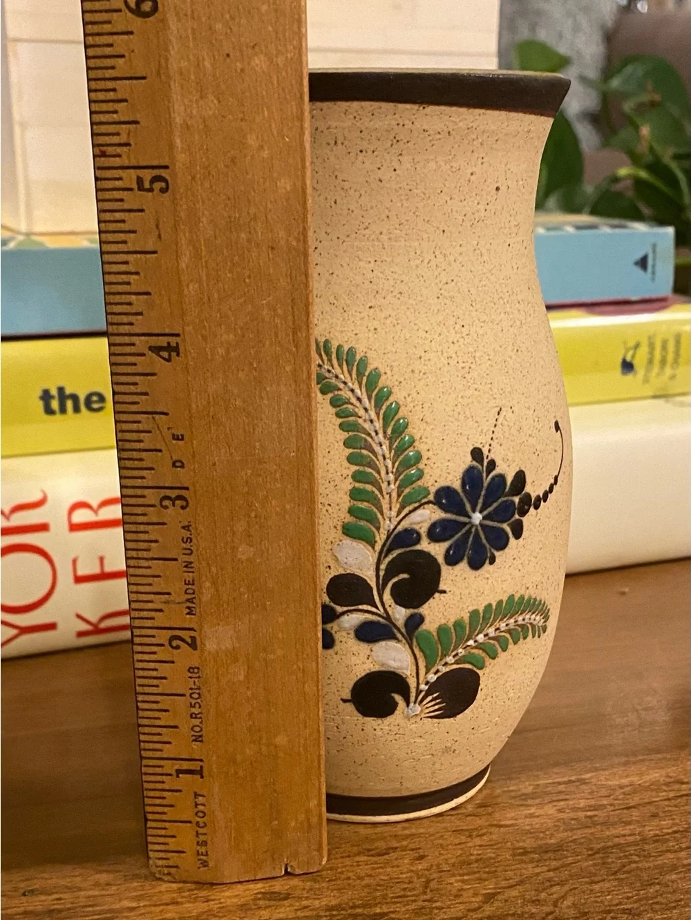 Mexican Gardiel Tonala Folk Art Pottery Vasa Flowers Signed 5.5”